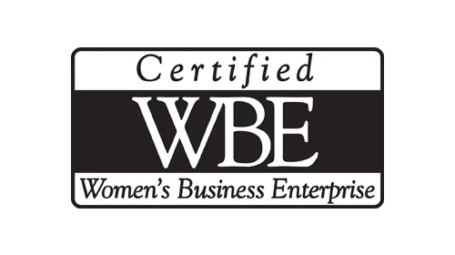 A black and white picture of the certified women 's business enterprise logo.